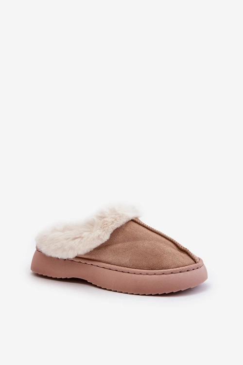 Kapcie Damskie Z Futerkiem Beżowe Zinntia