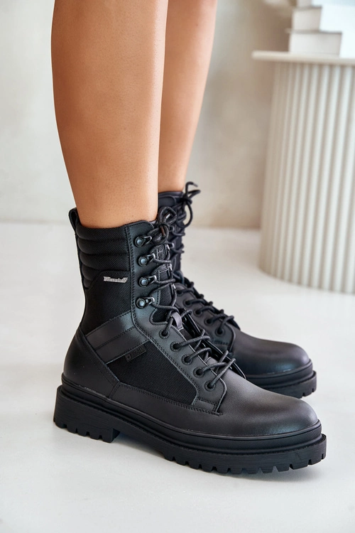 Skórzane Trapery Botki Męskie Ocieplane Big Star OO174164 Czarne