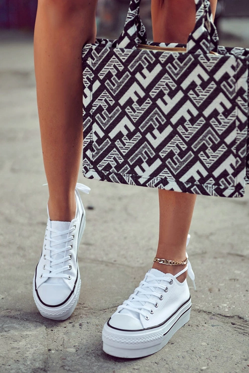 Damskie Trampki Na Masywnej Platformie Białe Farona