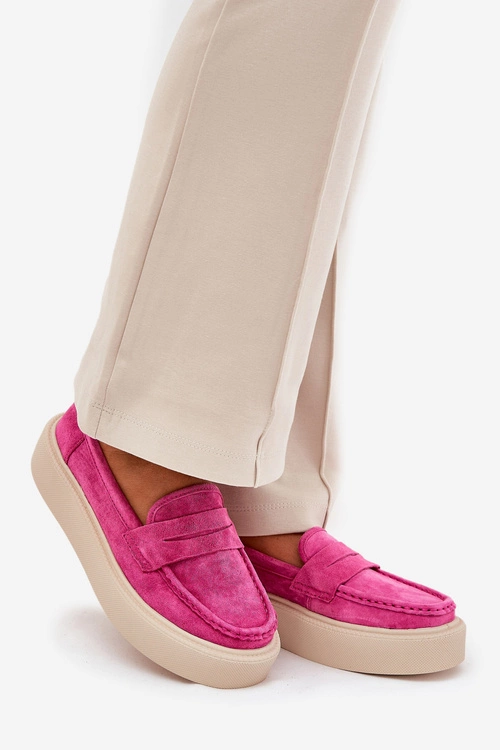 Mokasyny Damskie Zamszowe Na Platformie Vinceza 79535 Fuksja