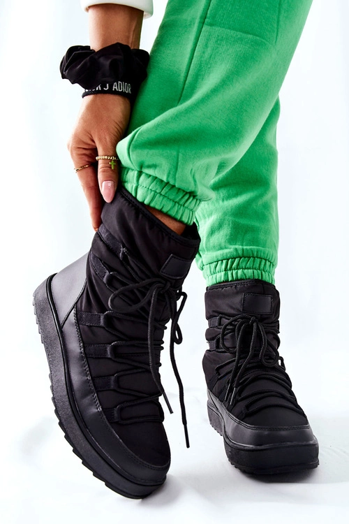 Damskie Śniegowce Ocieplane Czarne Cironeus