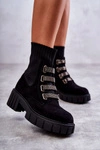 Zamszowe Wsuwane Botki Skarpetkowe Czarne Hope