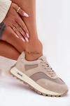 Zamszowe Sneakersy Na Platformie Damskie Big Star RR274897 HI-POLY SYSTEM Beżowe