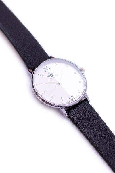 Damski Zegarek Michael John Gendaro Srebrna Koperta Czarny