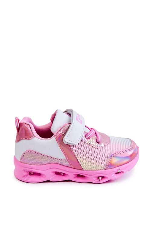 Dziecięce Skórzane Sportowe Buty Biało-Różowe Loopsy