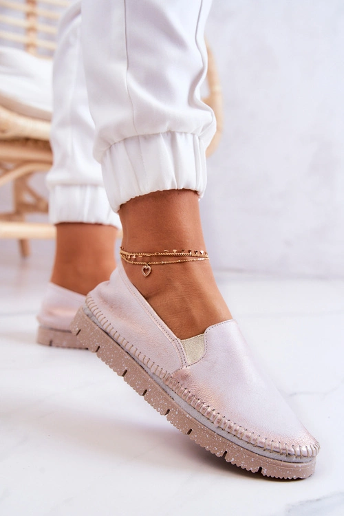Damskie Półbuty Wsuwane Skórzane Maciejka 03512-28 Jasnoróżowe