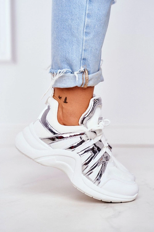 Damskie Sportowe Obuwie Srebrne Wstawki Felter