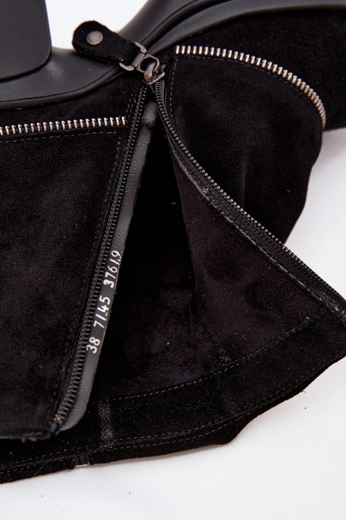 Skórzane Botki Damskie Z Wywiniętą Cholewką Maciejka 07145-01 Czarne