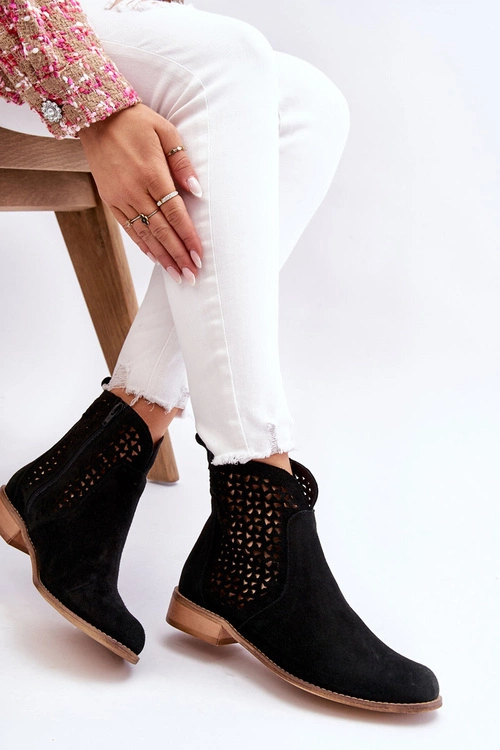 Zamszowe Botki Nicole 2791/028 Czarne