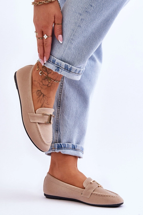 Klasyczne Wsuwane Mokasyny Jasnobeżowe Carly