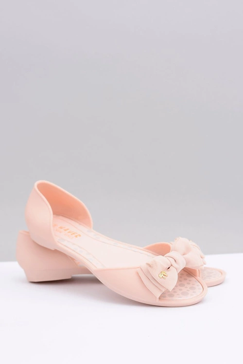 Gumowe Meliski Beżowe Balerinki Z Kokardą Sonia