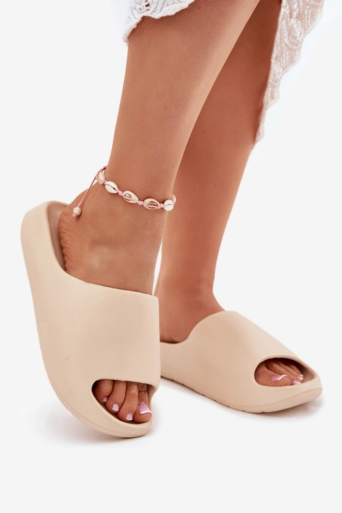 Piankowe Klapki Damskie Beżowe Rivasol