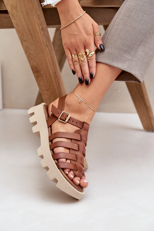 Skórzane Sandały Damskie Zazoo 3695 Camel