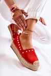 Damskie Espadryle Z Ćwiekami Czerwone Laross