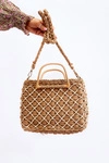 Pleciona Sztywna Torebka Listonoszka Brązowa