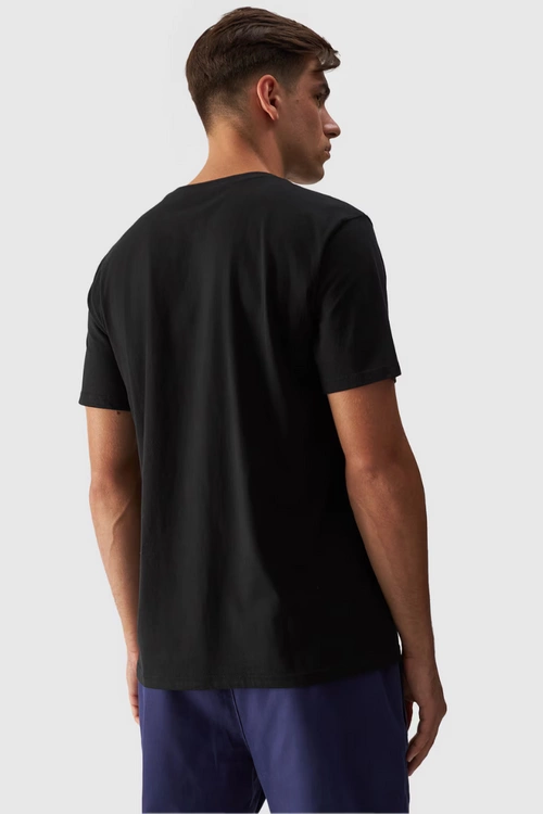 Koszulka Męska Gładka Z Logo Czarna 4F 4FWMM00TTSHM1843-20S