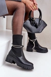 Botki Ze Skarpetą I Błyszczącym Wiązaniem Czarne Dinarca