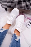 Sportowe Damskie Buty Brokat Białe Micron