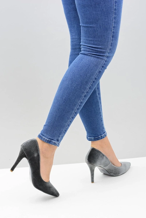 Szpilki damskie Lu Boo Szare Velvet