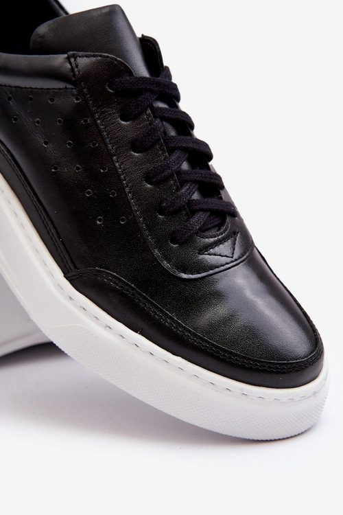 Męskie Buty Sportowe Skórzane Zazoo 1544 Czarne