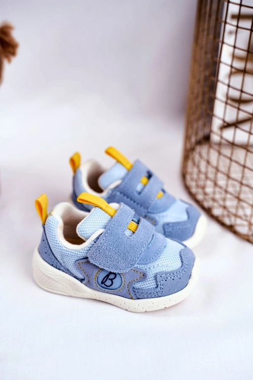 Sportowe Buty Dziecięce na Rzep Zamszowe Niebieskie Malbred