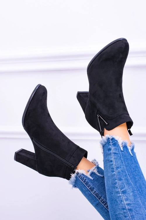 Sergio Leone Czarne Botki Na Słupku Zamsz Valentia