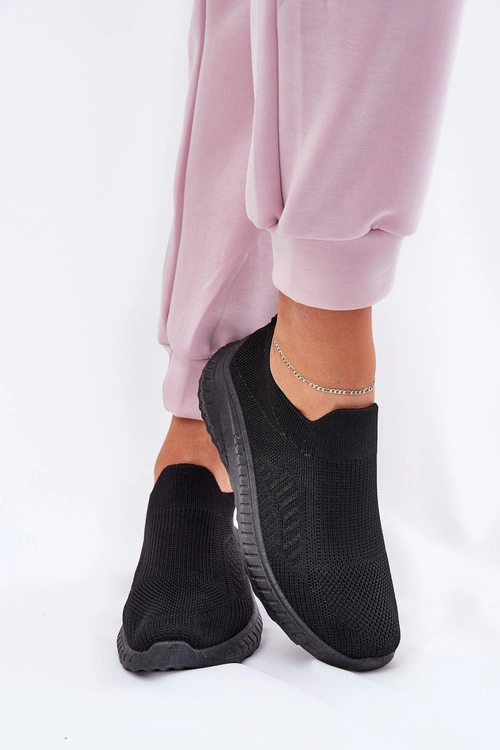 Wsuwane Materiałowe Buty Sportowe Damskie Czarne Minstina