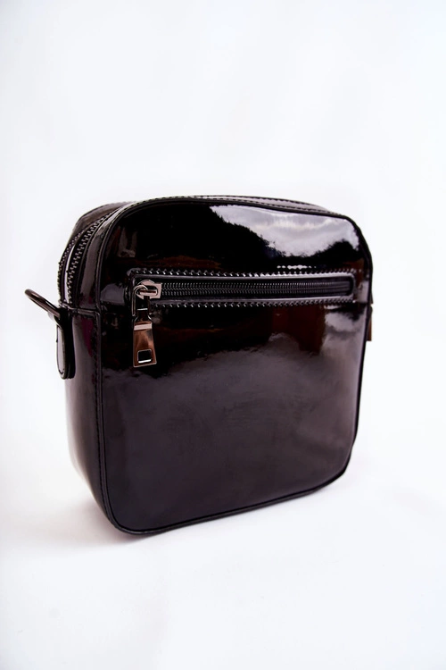 Skórzana Torebka Listonoszka W Print GOE ZNJ013 Czarno-Biała