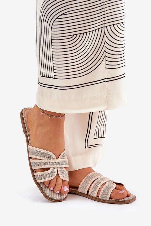 Klasyczne Klapki Damskie Płaskie Beżowe Scazze