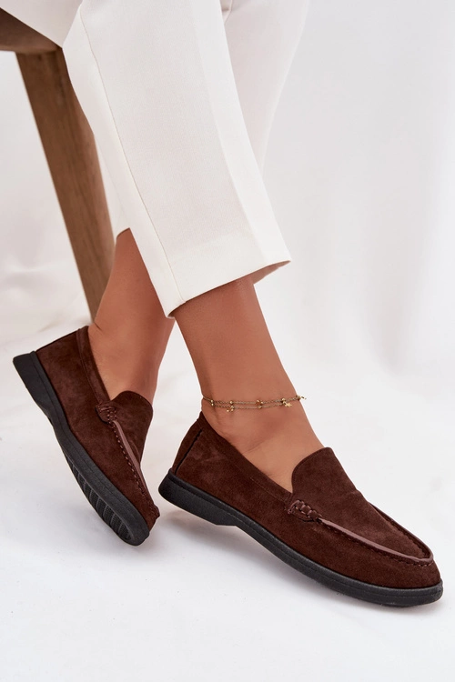 Mokasyny Damskie Z Eko Zamszu Czekoladowe Tynara