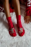 Skarpetki Damskie Świąteczne Renifer Czerwone