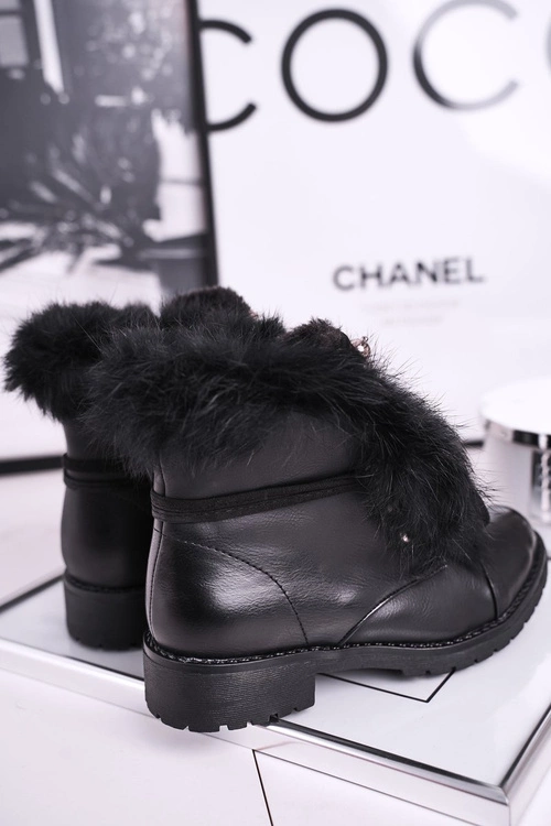 Dziecięce Ocieplane Botki Z Futerkiem Czarne Ella