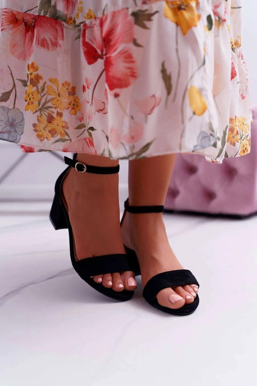 Sandały Damskie Na Słupku Czarne Zephira