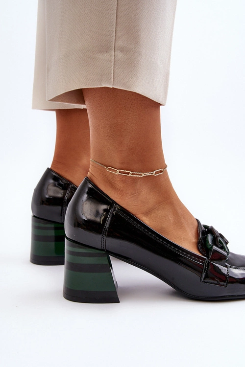 Czółenka Lakierowane Z Łańcuchem Czarne Paliotte