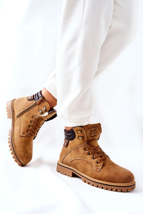 Damskie Ocieplane Trapery Na Suwak Camel Lenox