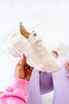 Sportowe Buty Sneakersy Materiałowe Jasnobeżowe Nolene