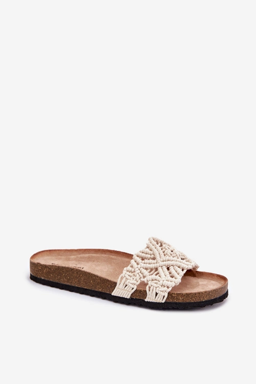 Klapki Damskie Na Korkowej Platformie Beżowe Timaxrre