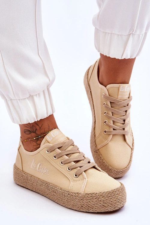 Modne Trampki Z Plecionką Lee Cooper LCW-23-31-1795L Beżowe