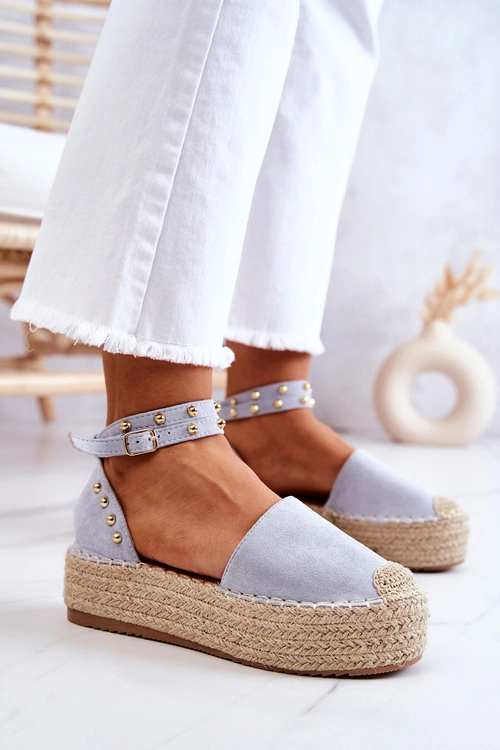 Espadryle Sandały Z Dżetami Niebieskie Lillian