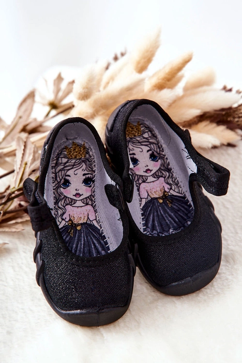 Papcie Baleriny Befado Błyszczące 109P227 Czarne