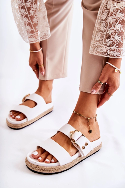 Modne Klapki Damskie Białe Penelopa