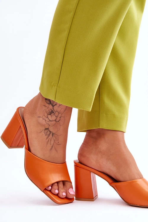 Damskie Skórzane Klasyczne Klapki Pomarańczowe Loara