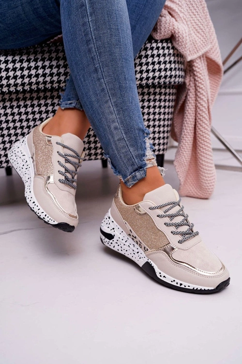 Sportowe Damskie Buty Gruba Podeszwa Beżowe Nokien