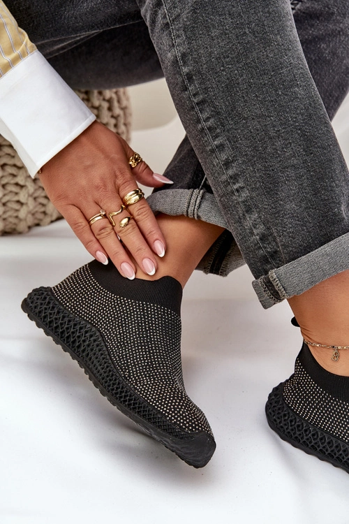 Wsuwane Buty Sportowe Damskie Ze Zdobieniem D&A TW121 Czarne