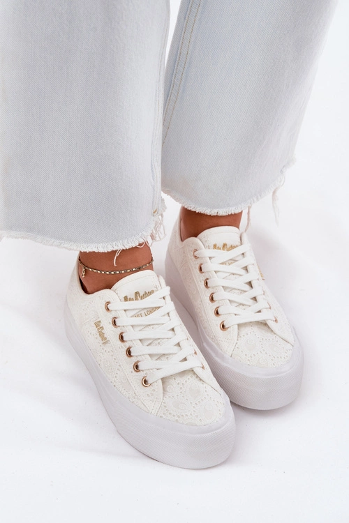 Trampki Damskie Z Koronką Lee Cooper LCW-25-31-3438L Białe