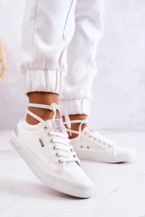 Damskie Tenisówki Wiązane Cross Jeans JJ2R4038C Białe