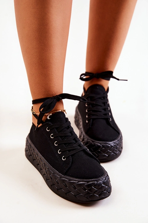 Tenisówki Na Masywnej Platformie Czarne Suzane