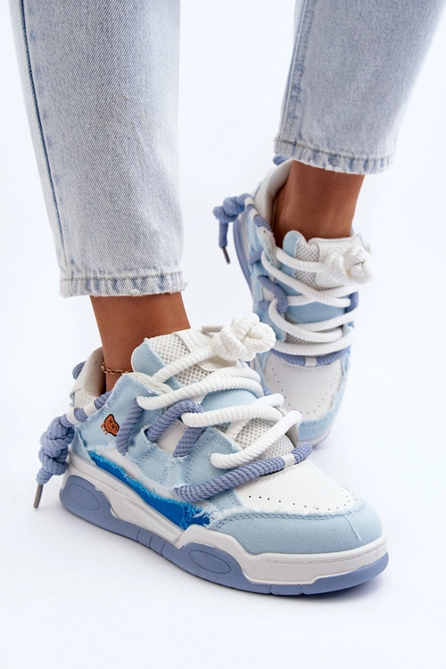Damskie Sneakersy Z Grubym Sznurowaniem Niebieskie Miatora