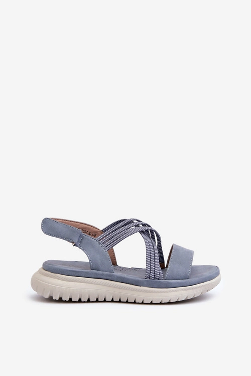 Damskie Wygodne Sandały Na Rzep Niebieskie Eladora