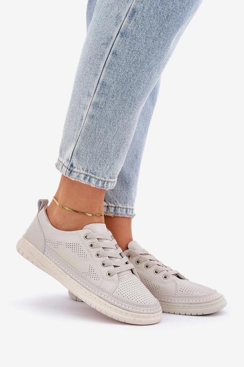 Damskie Skórzane Tenisówki Szare Cloesa